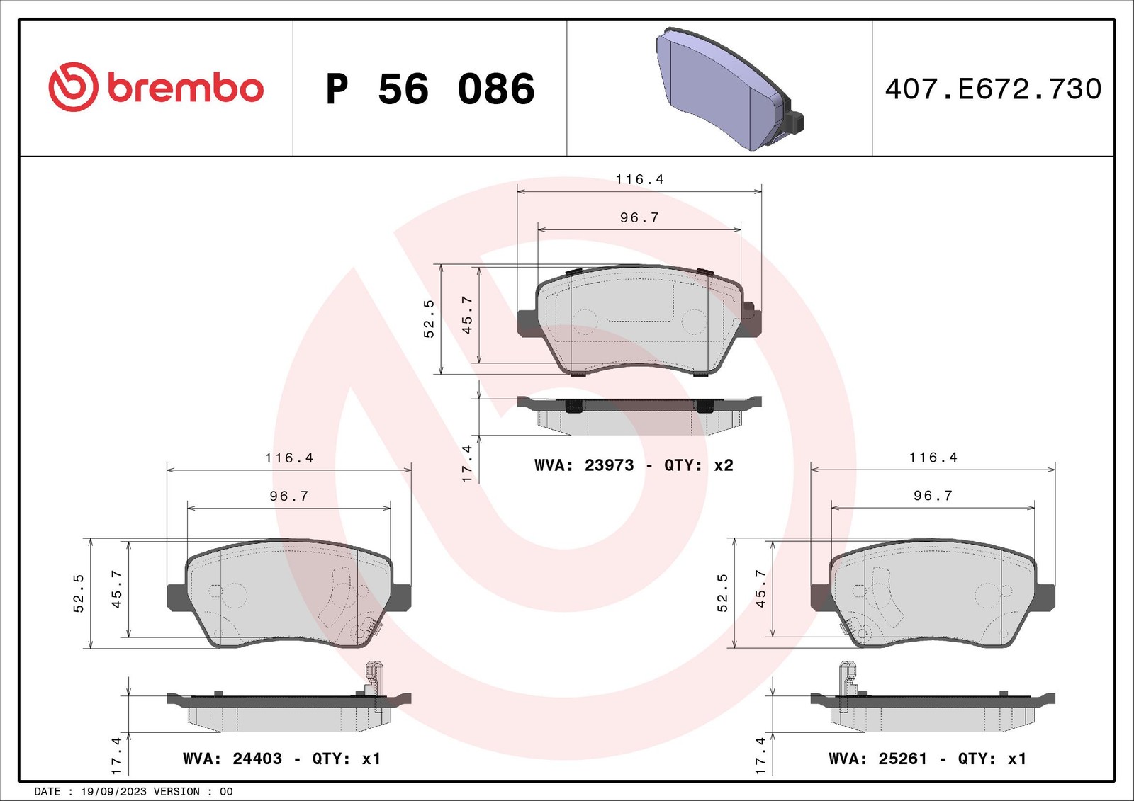 Brembo Bremsbelagsatz, Scheibenbremse [Hersteller-Nr. P56086] für Nissan - Bild 4
