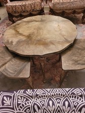 Vintage Marble Top Coffee Table With 4 Smaller Tables
