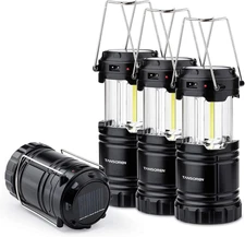 4 Pack Solar USB Rechargeable 3 AA Power Brightest COB LED Camping Lantern with 