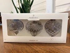 HEARTH & HAND MAGNOLIA Glass Bulb CHRISTMAS ORNAMENTS Set of 3 New In Box ,VIRAL