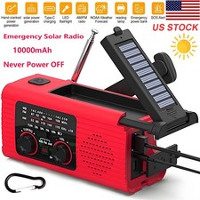 Hand Crank Emergency Solar IPX3 Weather Radio 8000mAh Power Bank Charger Light