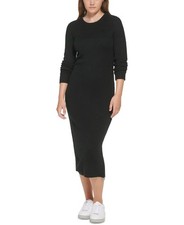 Calvin Klein Womens Long Sleeve Crew Neck Dress with Side Slit Zipper Sweater...