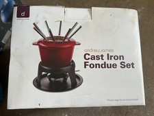 Andrew James Red Complete Cast Iron Enamel Fondue Set Brand New Boxed Sealed