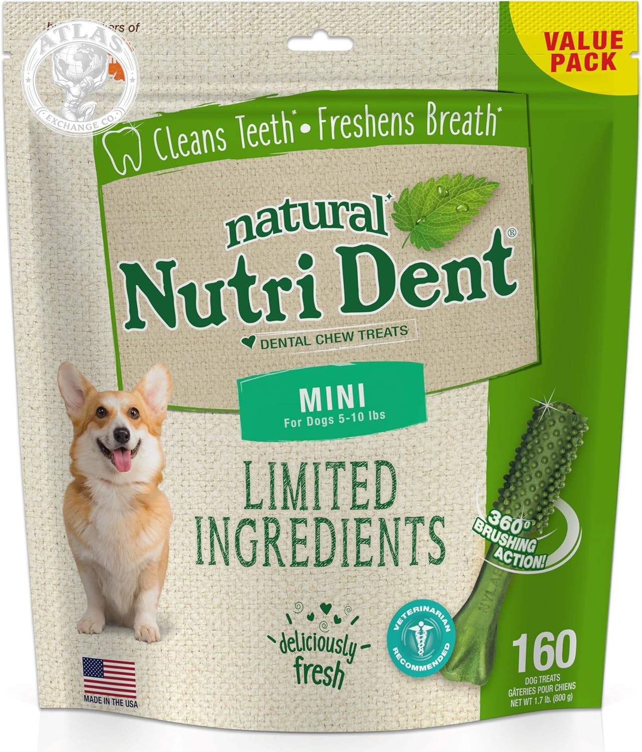 Nylabone Nutri Dent Natural Dental Chews for Dogs, Limited Ingredient Dog Treats