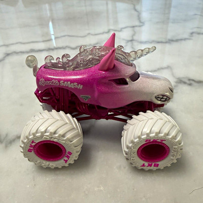 Monster Jam Sparkle Smash Pink/White Unicorn Monster Truck Diecast