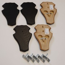 5 Stück Trophäenschilder AF 21 x 13 cm Reh Kieferfach dunkel 5 x Gehörnklammern