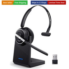 Bluetooth Headset, Wireless Headset with Microphone for PC, V5.2 Computer Hea...