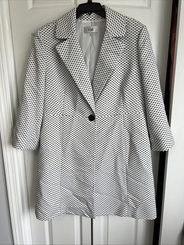 Kasper Group Le Suit White Pattern One Button Lined Dress Coat Size 18 Polyester - Picture 1 of 8