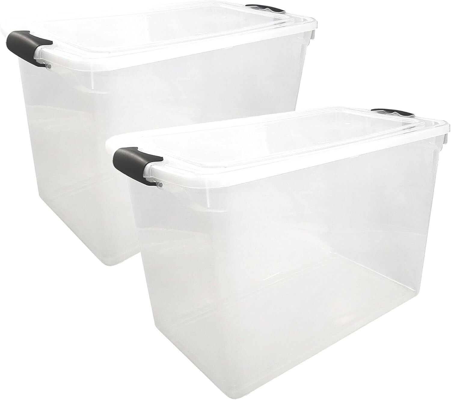 2 Pack Large 112 Quart Clear Plastic Storage Bins with Latching Lids Stackable