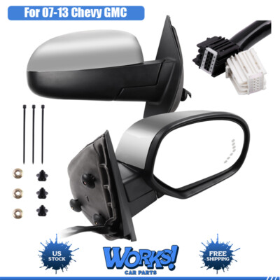 Chrome Power Heated Memory Arrow Light Side View Mirror For 07-13 Chevy GMC Pair