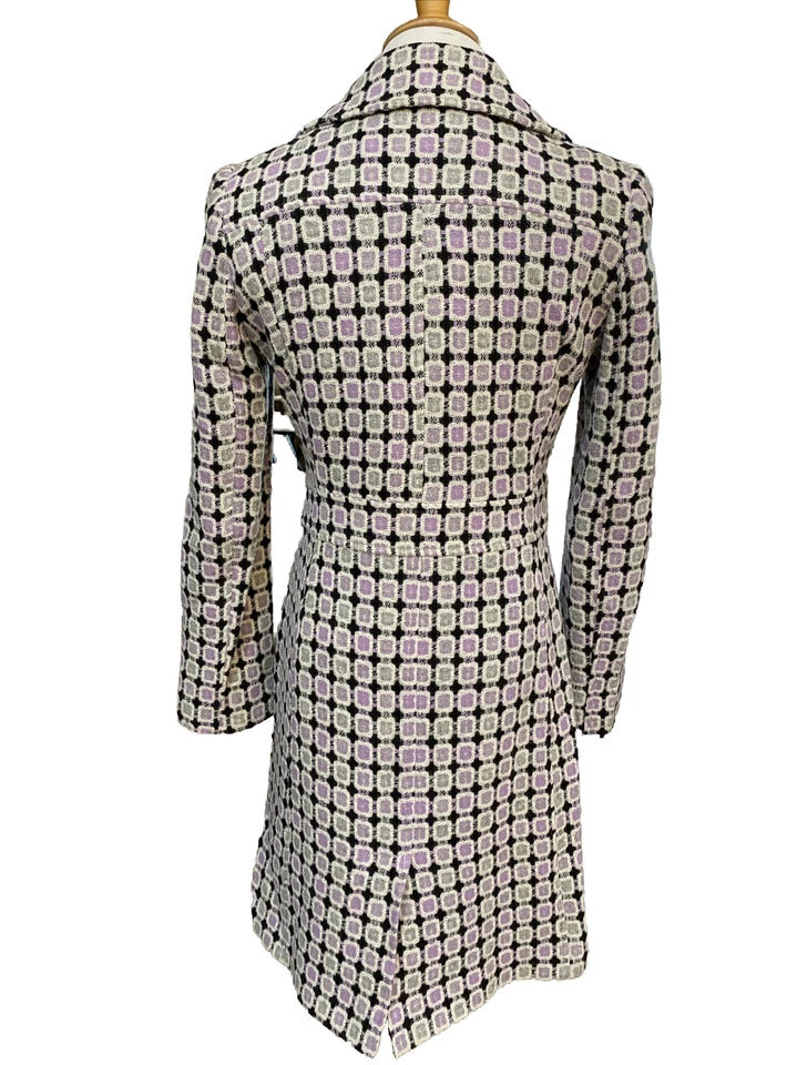 Chaquetón largo Marciano lavanda negro gris a cuadros mezcla de lana talla XS Foto 4 de 4