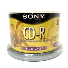 Sony CD-R High Speed Recordable Disc 700 MB 1X-48X 80 Min 50 Pack Factory Sealed