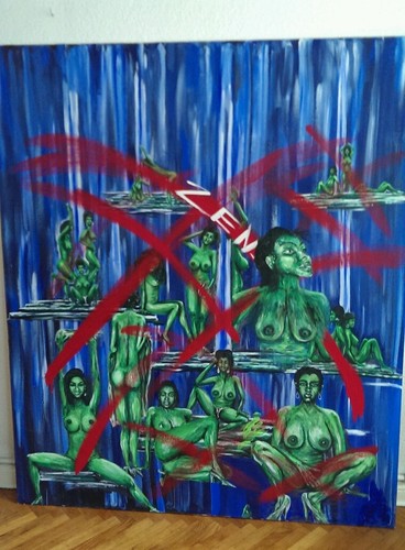 ORIGINAL Bild XXL Gemälde "Frauen - zensiert" Leinwand Unikat Acryl 160 x 190 cm - Bild 1 von 6