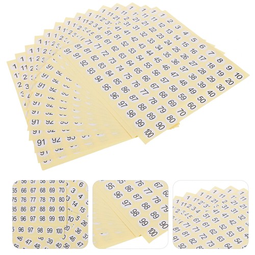 15 feuilles Small Number Stickers Numéro Round Sticker 1-100 Numéro ...