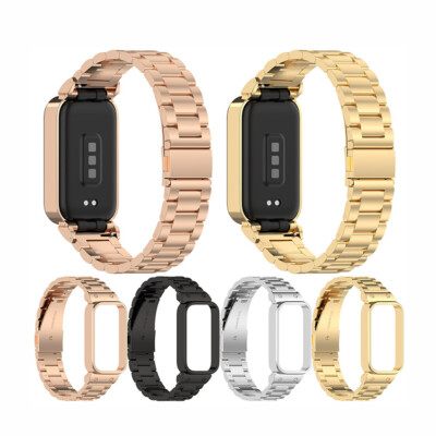 Tree-Bead Steel Watch Strap Wristwatch Band for XIAOMI Band9 Active/REDMI Band 3