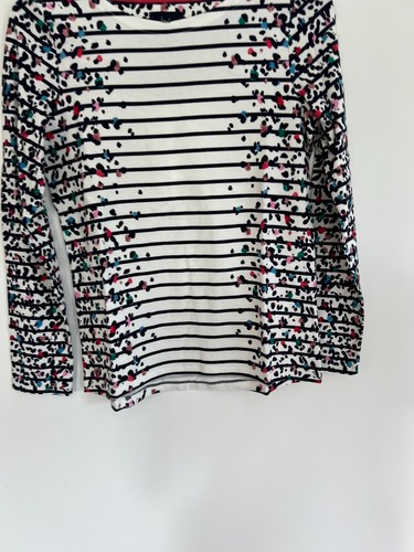 JOULES Harbour Top Size 10 Women's Cream Navy Stripe Leopard Print Cotton NEW - Picture 20 of 22