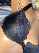 VTG 80'S GOLD LABEL USA VICTORIA'S SECRET BRA LACY CLIP FRONT DEMI SHINY 34B