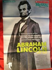 SCHOLASTIC NEWS 2013 POSTER AMERICAN HEROES ABRAHAM LINCOLN END SLAVERY