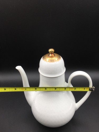 ROSENTHAL WIINBLAD ROMANCE WHITE W GOLD TOP COFFEE POT W SUGAR BOWL & CREAMER - Picture 8 of 17