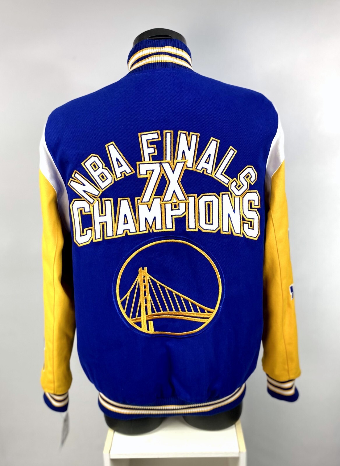 Golden State Warriors 7-Time NBA Finals Champions Varsity Full-Snap Jacket Royal-Yellow 4X-Large