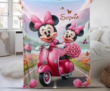 Personalized Watercolor Mouse Blanket,Magic Kingdom Fleece Blanket,Mouse Birthda