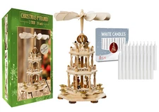 German Style Christmas Pyramid Carousel Windmill 18in -20 White Tree Candles 
