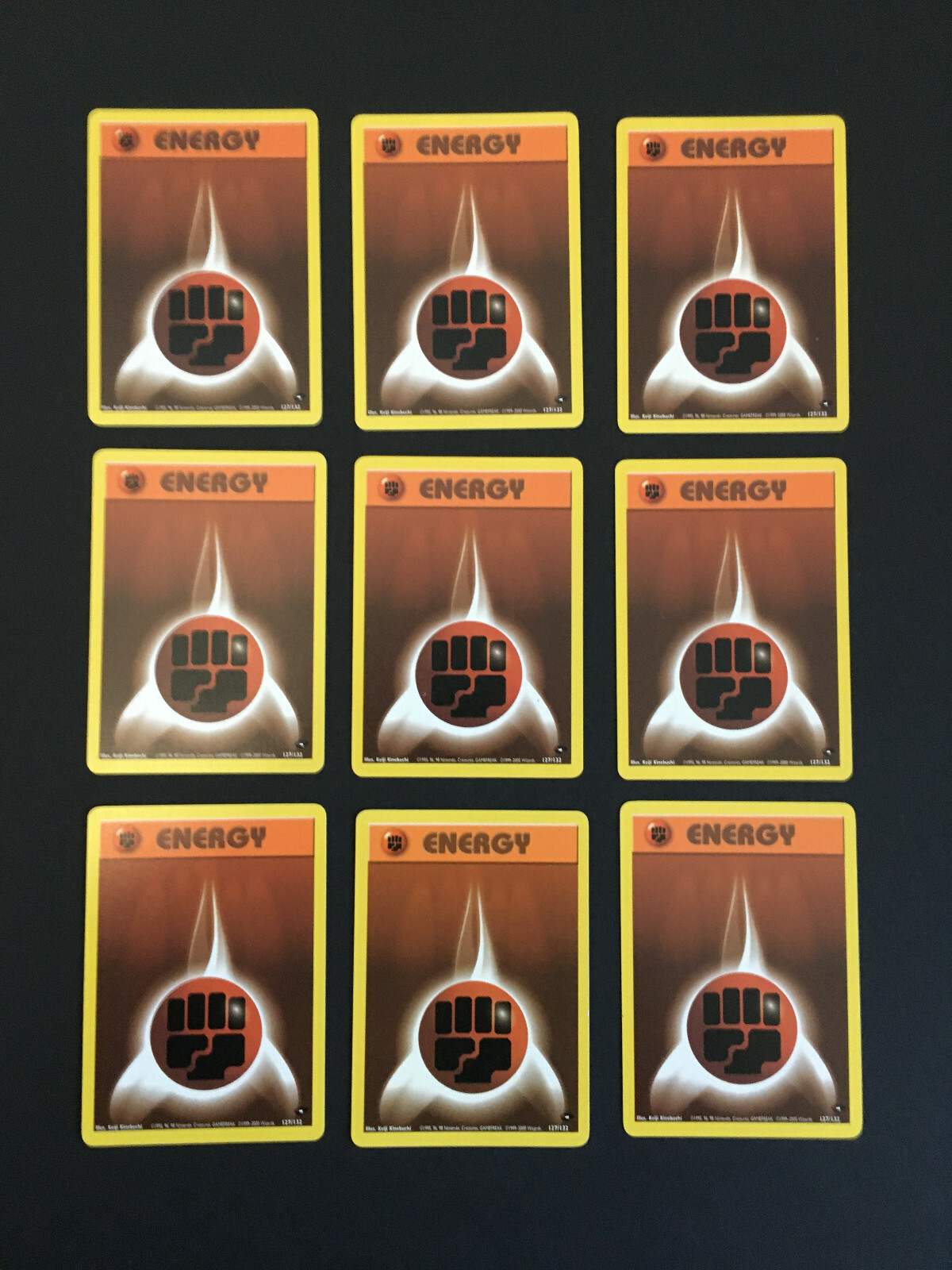 (9) Fighting Energy 127/132 Gym Challenge Set -Excellent- Actual Cards Shown