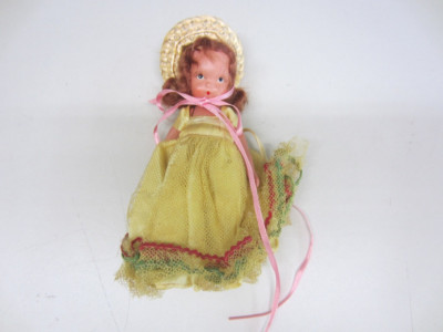 #1 Vintage 5'' Tall Bisque NANCY ANN STORYBOOK DOLL Seasons Autumn Yellow Dress