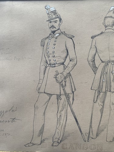 Denis Auguste Marie Raffet (French 1804-1860) Costumed Soldiers Drawing 1850 - Picture 9 of 14