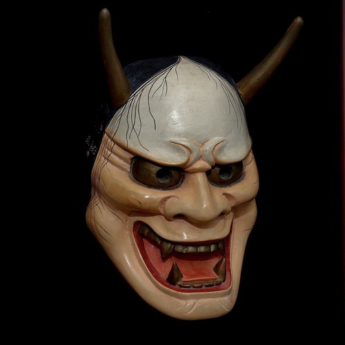 RARE - Japan Wooden Noh Mask of “JA” 能面 ~ 蛇 (meaning “Snake”) By 宮口如久
