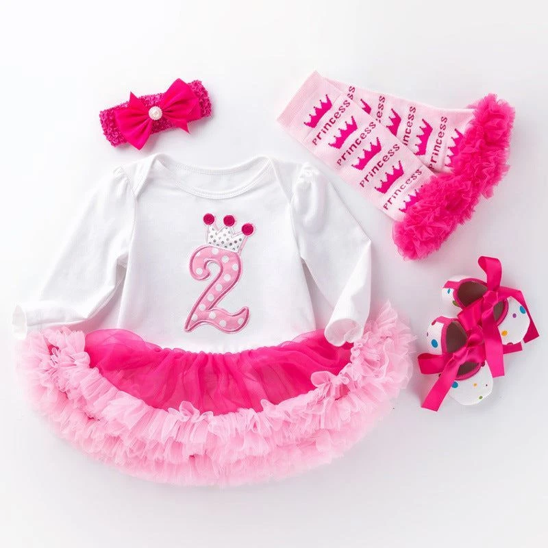 New 2nd birthday outfit for baby girl long sleeve Pink Tutu Skirt Kids Clothes
