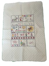 Cross Stitch Baby Crib Blanket Quilt Boys Girls ABC 123 Ducks Horse Lambs 56x39