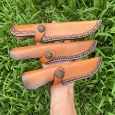 Universal Brown Straight Knife Pouch Leather Fixed Blade Sheath BeltLoop 3styles