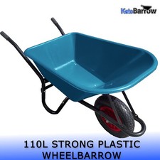 110L GREEN WHEELBARROW - GARDEN BUILDERS HEAVY DUTY WITH PUNCTURE PROOF TYRE