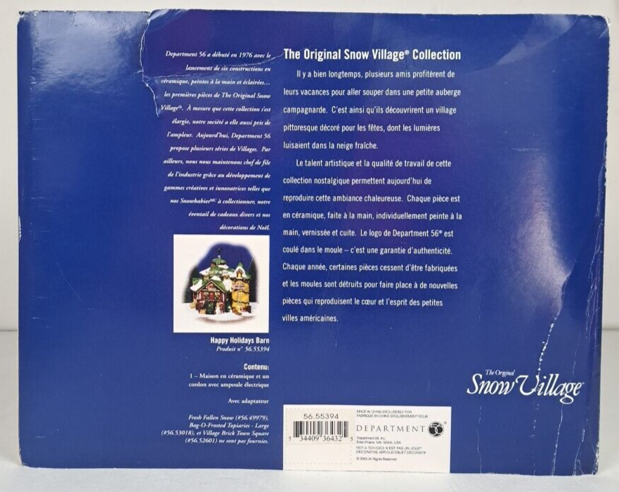 Dept 56 Happy Holidays Barn Original Snow Village Christmas 55394 eBay