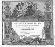 Wheeler & Wilson Sewing Machine-Grand Prize Diploma Of the French Exhibition1879