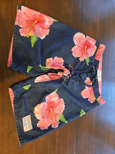 Aeropostale Mens Size 31 Swim Board Shorts Blue and Pink Floral Hawaiian Comfort - Picture 7 of 7