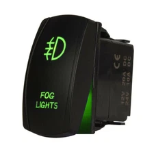 Backlit Fog Lights Rocker Switch 20A 12V On/Off Green LED Light Switch Panel