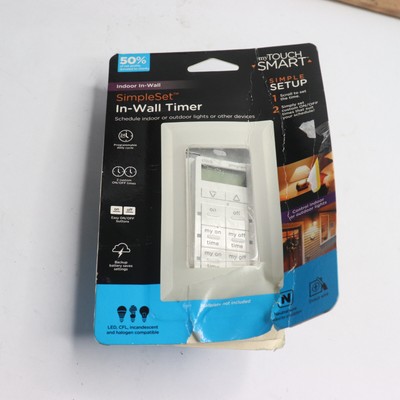 Jasco MyTouchSmart Indoor In-Wall Simple Set Digital Timer White 26893