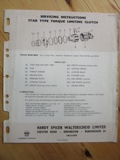 HARDY SPICER WALTERSCHEID STAR TYPE TORQUE LIMITING CLUTCH brochure/leaflet