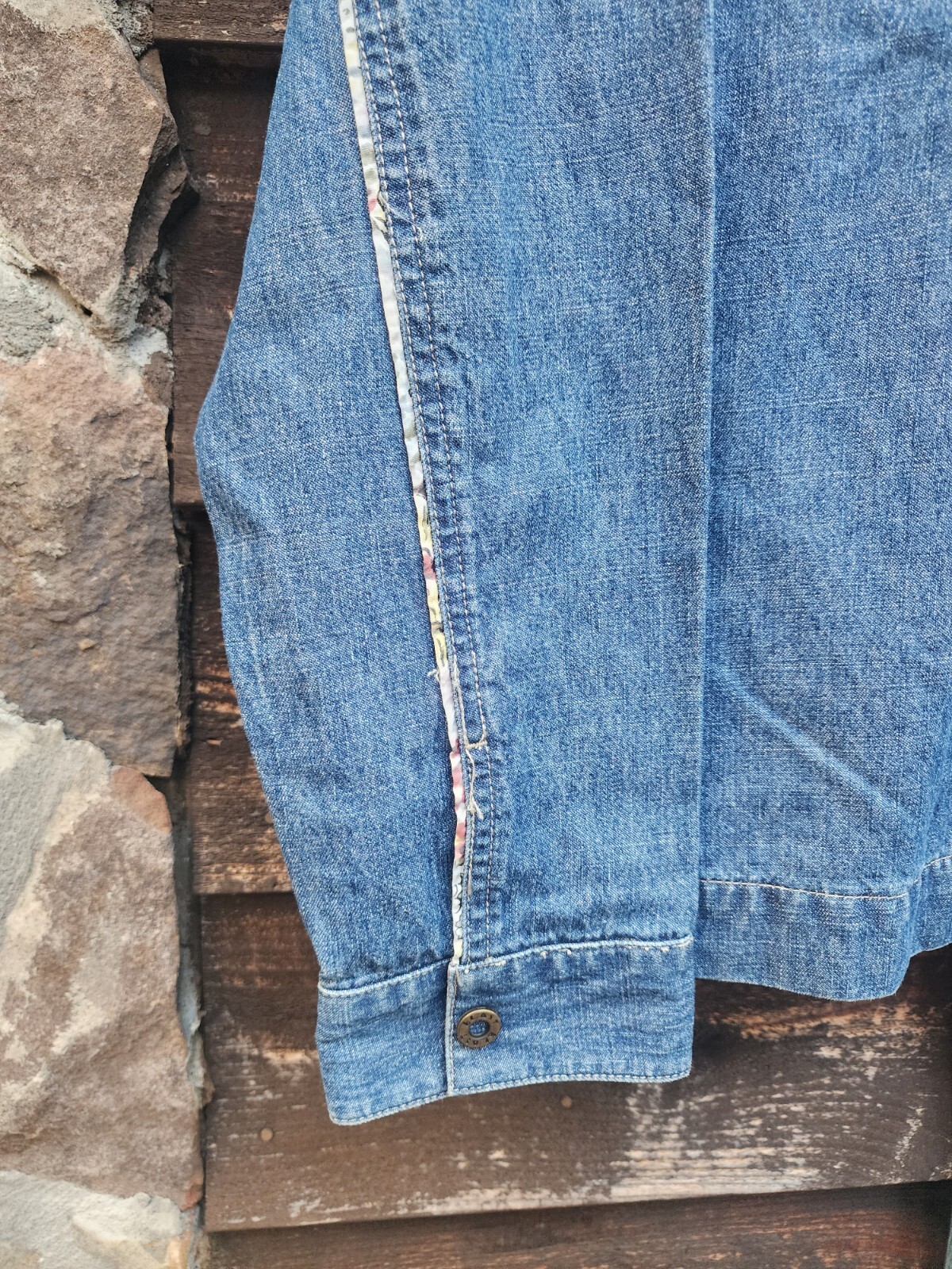 Denim Shacket Jacket Blast Blues Patch L Vintage? - image 5