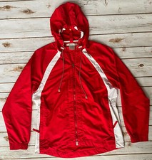 NIKE GOLF FIT STORM HOODED JACKET RED WHITE WOMENS SIZE SMALL 4-6 EUC