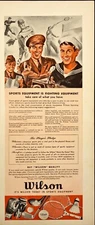 Wilson Sports Equipment is Fighting Equipment WWII Vintage Print 1942