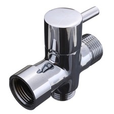 Delux Metal T-adapter with Shut off Valve 3way Connector Chrome Finish bidet 7/8
