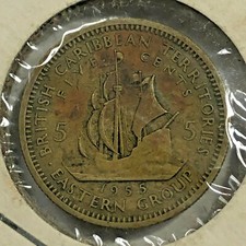 1955 British Caribbean Territory Eastern Group 5 Cent Foreign Coin #1107