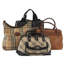 Borsa a mano Burberrys Nova Check pelle tela set 4 marrone beige originale 188108