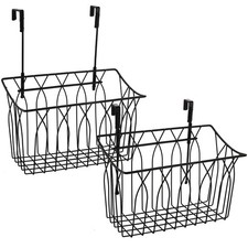 2 Pack Grid Storage Baskets with Hooks, Metal Hanging Wire Basket Kitchen Ove...