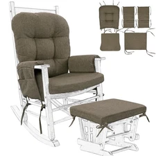 Glider Rocker Replacement Cushion with Ties, Rocking Chair, Brown