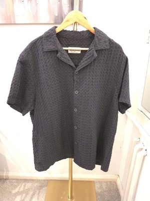 No Boundaries Button Down Hemd Herren Large Grau Kurzarm Urlaubshemd