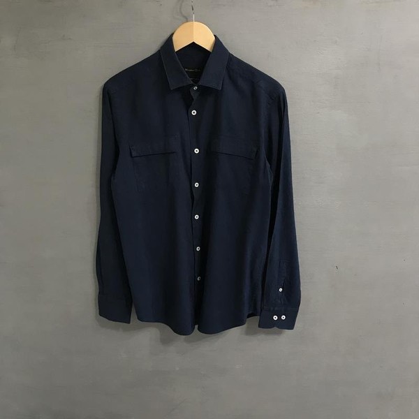Men Massimo Dutti Shirt Navy Cotton M